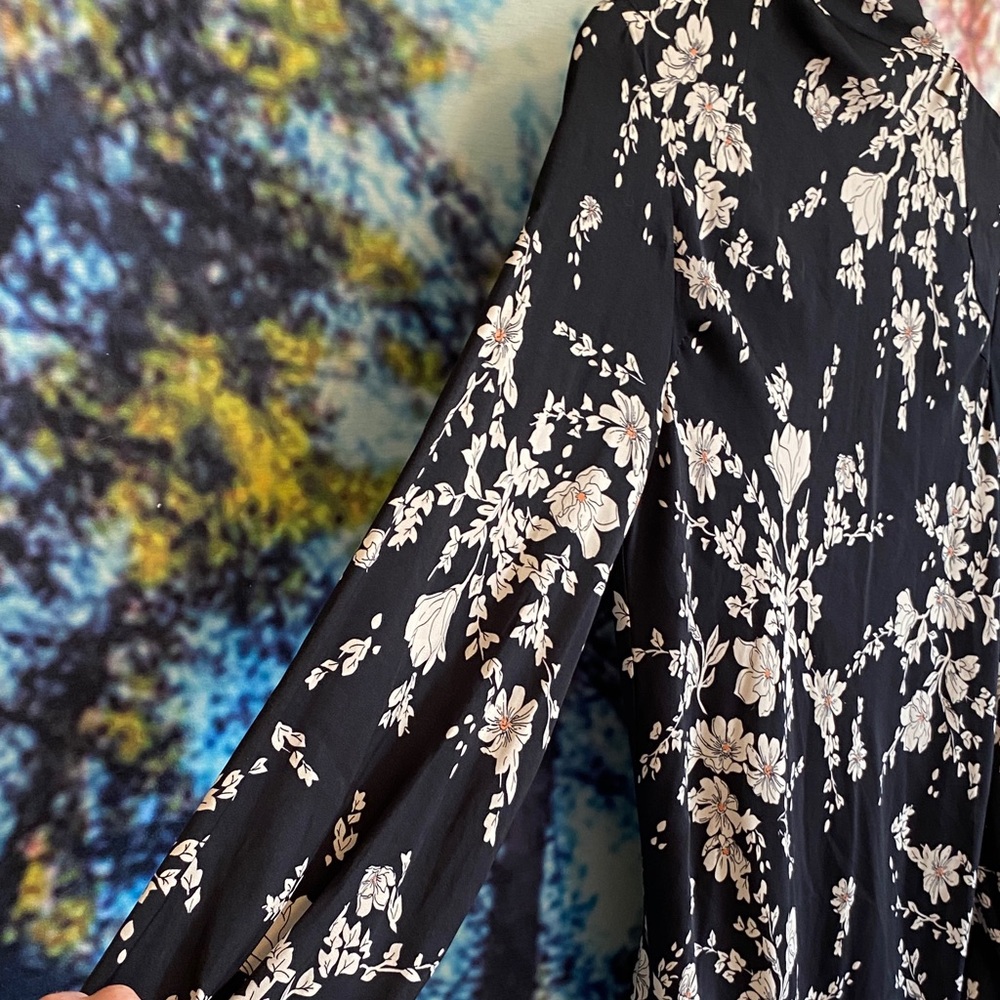 Free People Black and Cream Floral Backless Dress - Picture 8 of 14